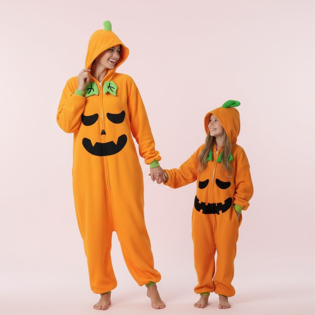 Pumpkin Kigurumi Pajamas for Mom and Child