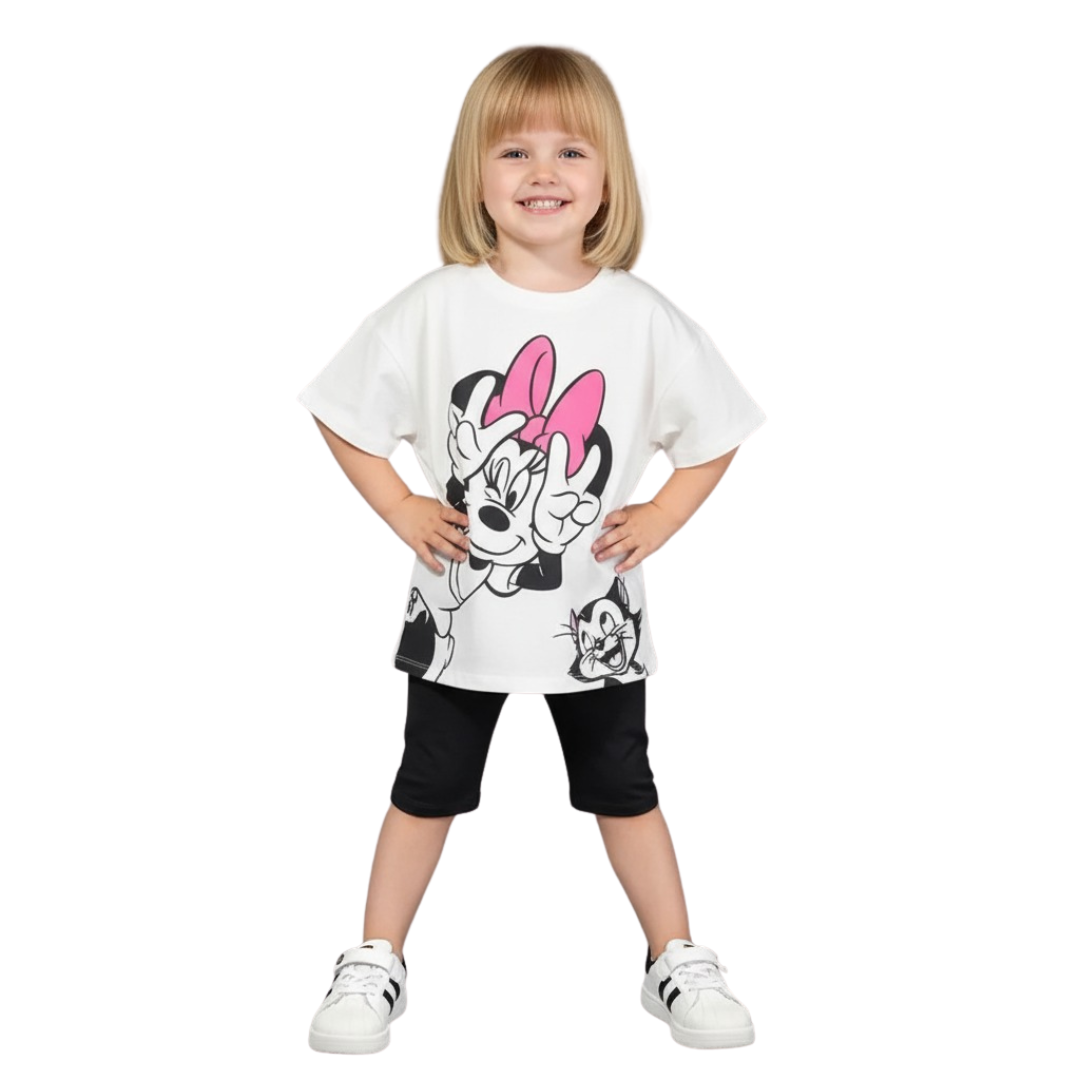 Playful Bow & Kitty Outfit for Girls