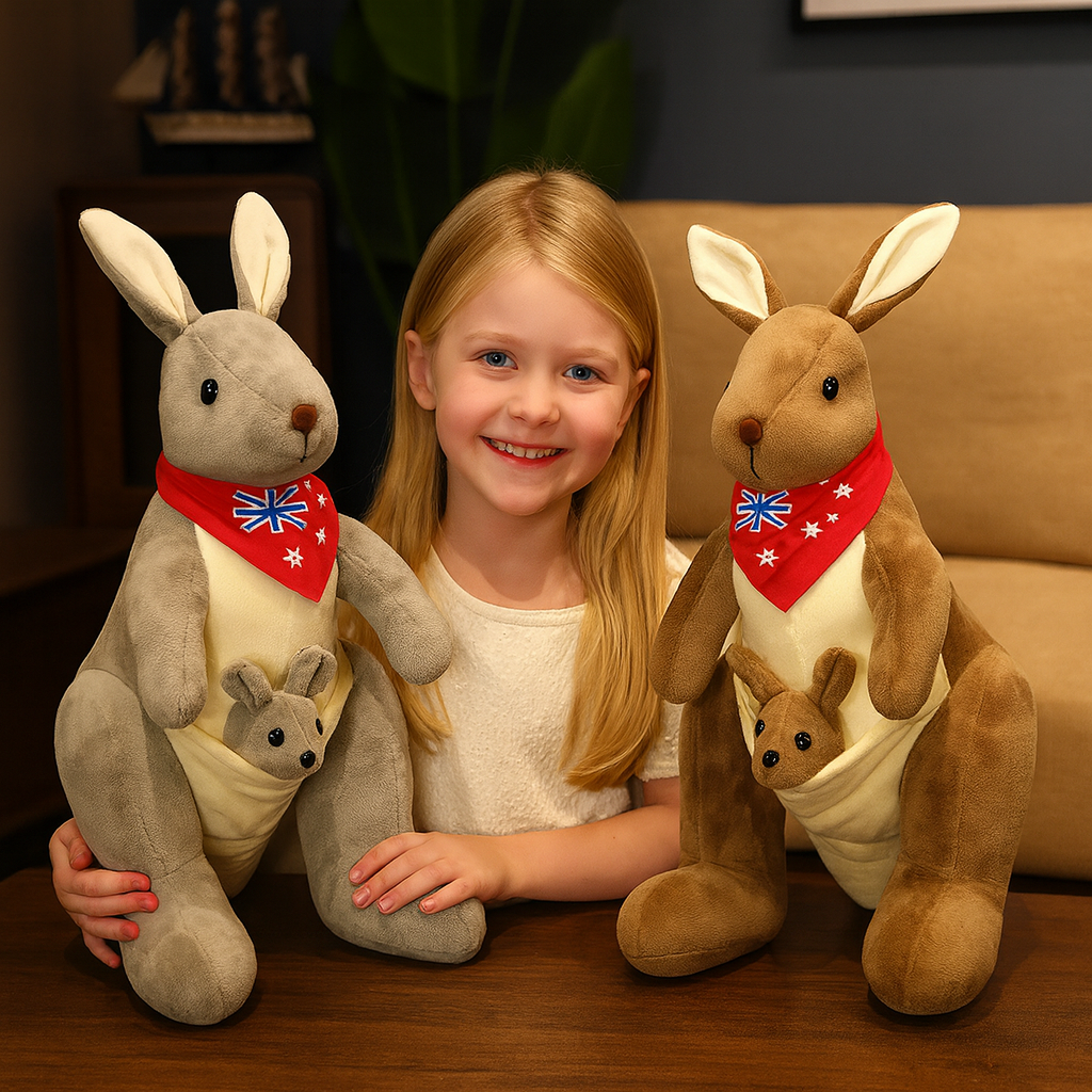 Plush Kangaroo with Baby Joey
