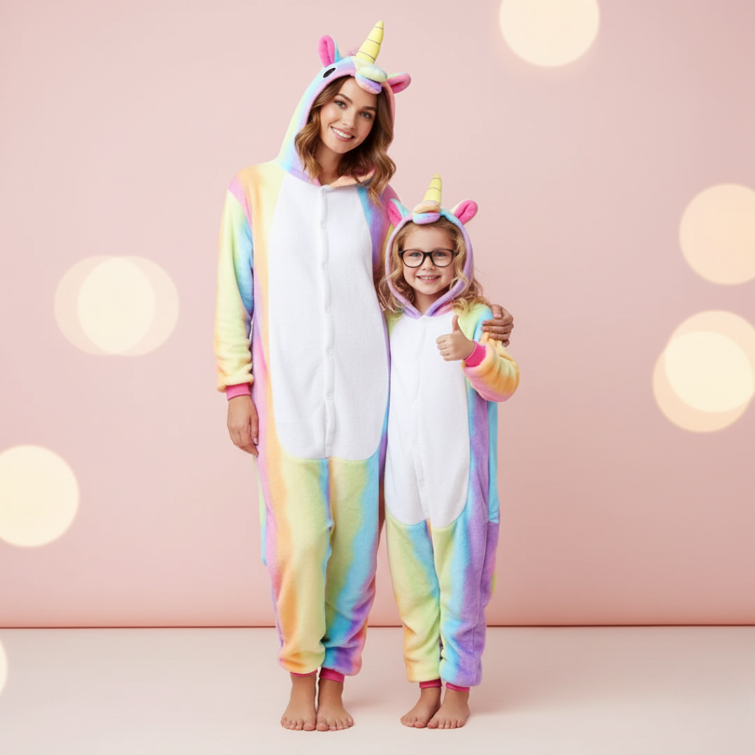 Rainbow Unicorn Kigurumi Pajamas for Mom and Child