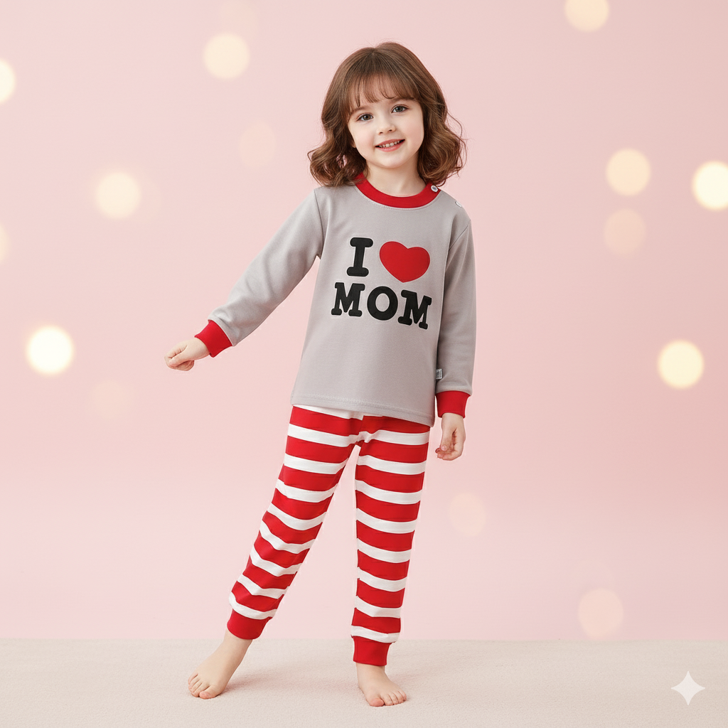 I Love Mom Pajama Set for Kids
