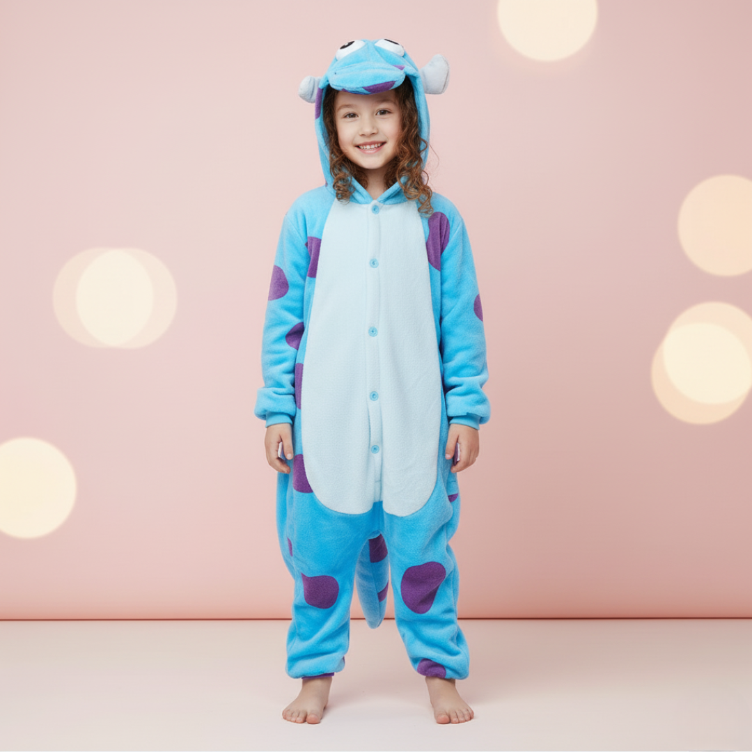 Blue Monster Kigurumi Pajamas for Mom and Child