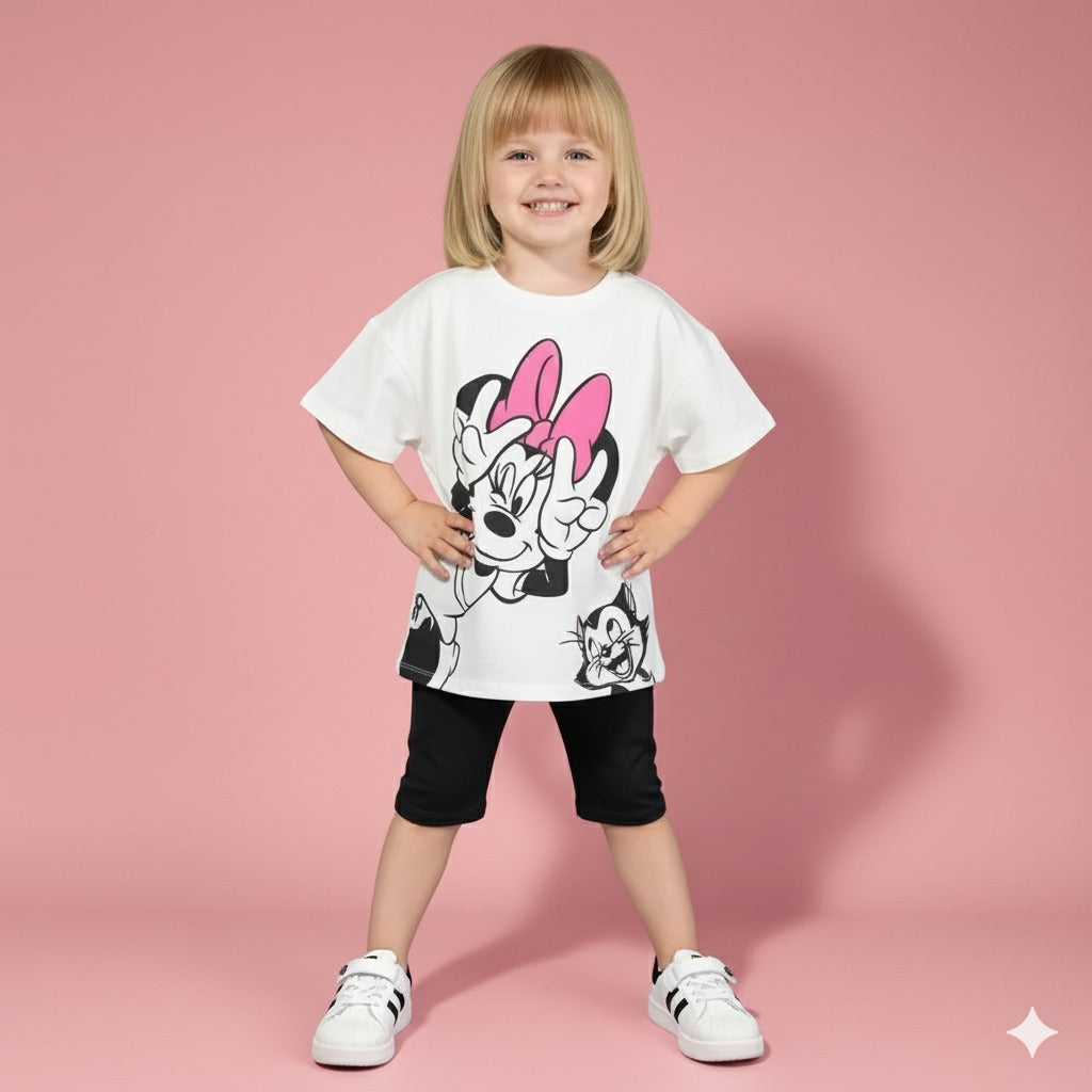 Playful Bow & Kitty Outfit for Girls