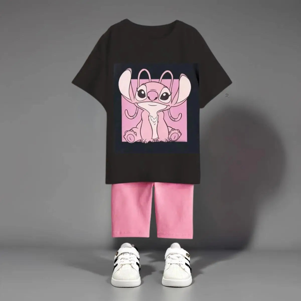 Kids Cartoon Outfit Pink Alien