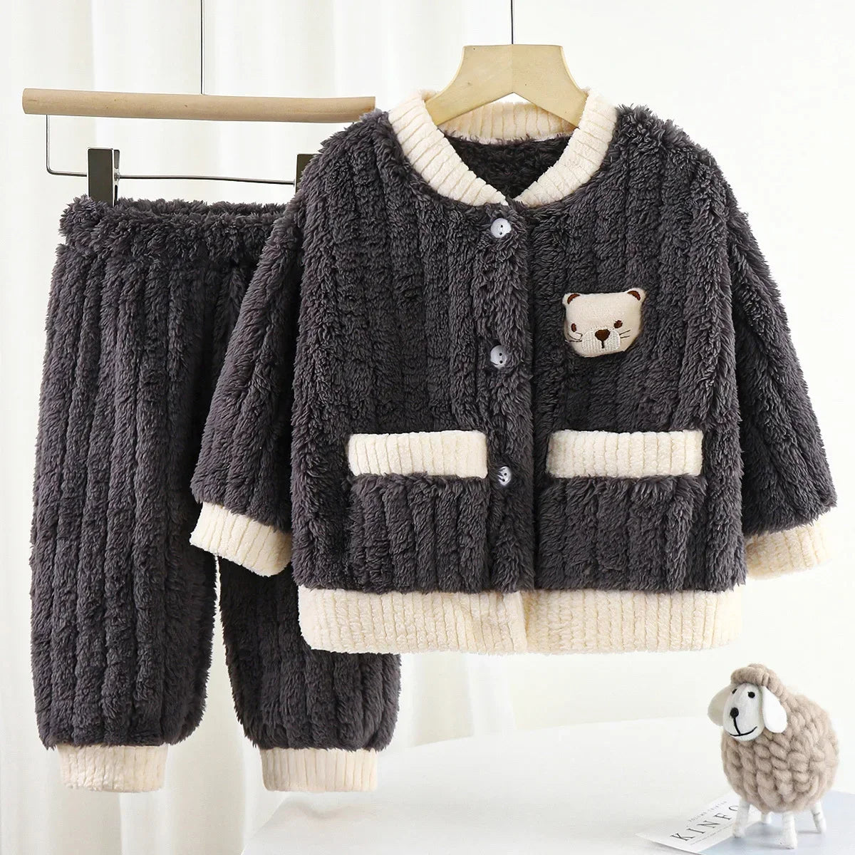 Cozy Bear Fleece Pajama Set for Kids