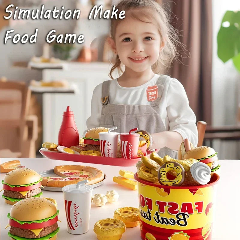 Kids Play Food Set – Pretend Fast Food Cooking Toy Kit