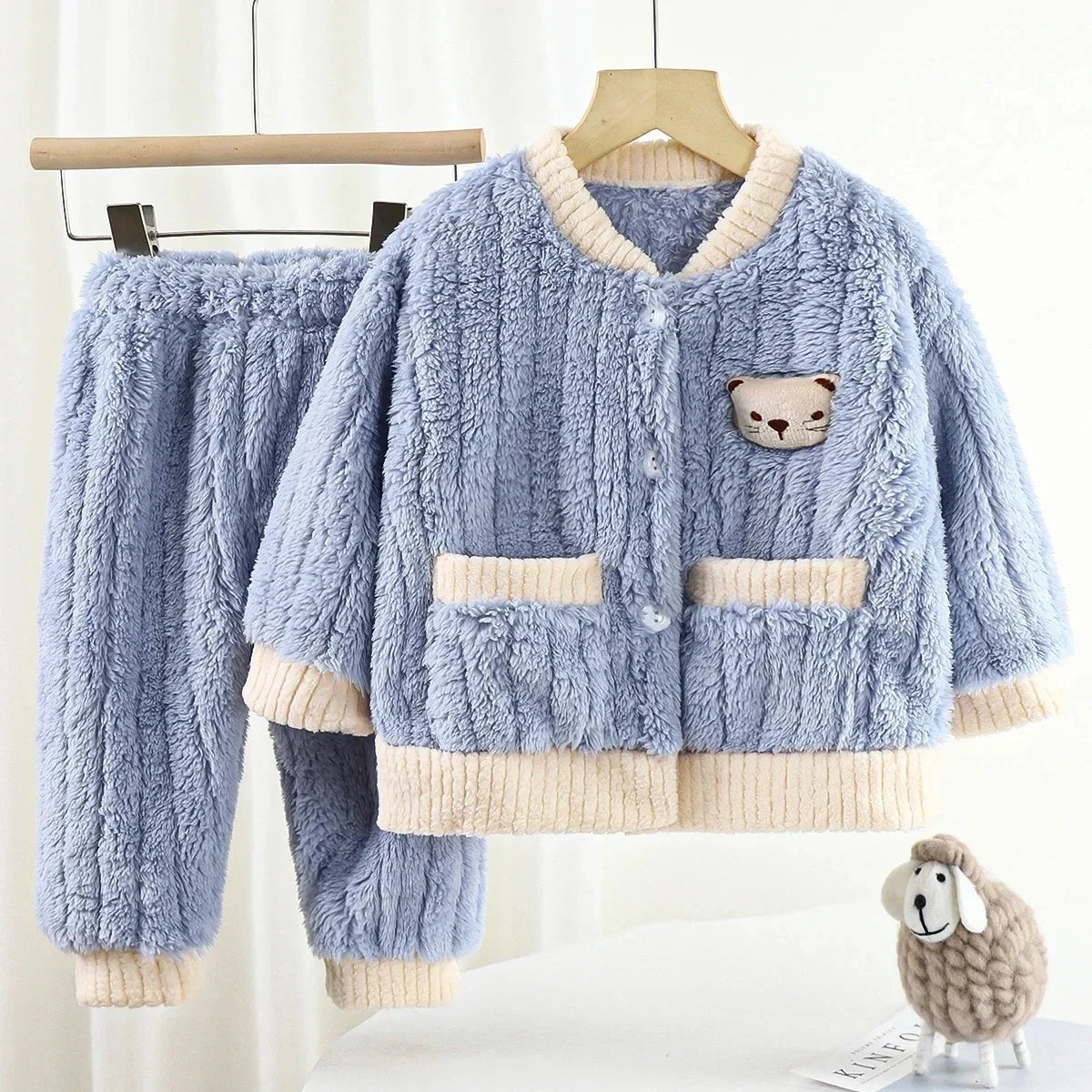 Cozy Bear Fleece Pajama Set for Kids