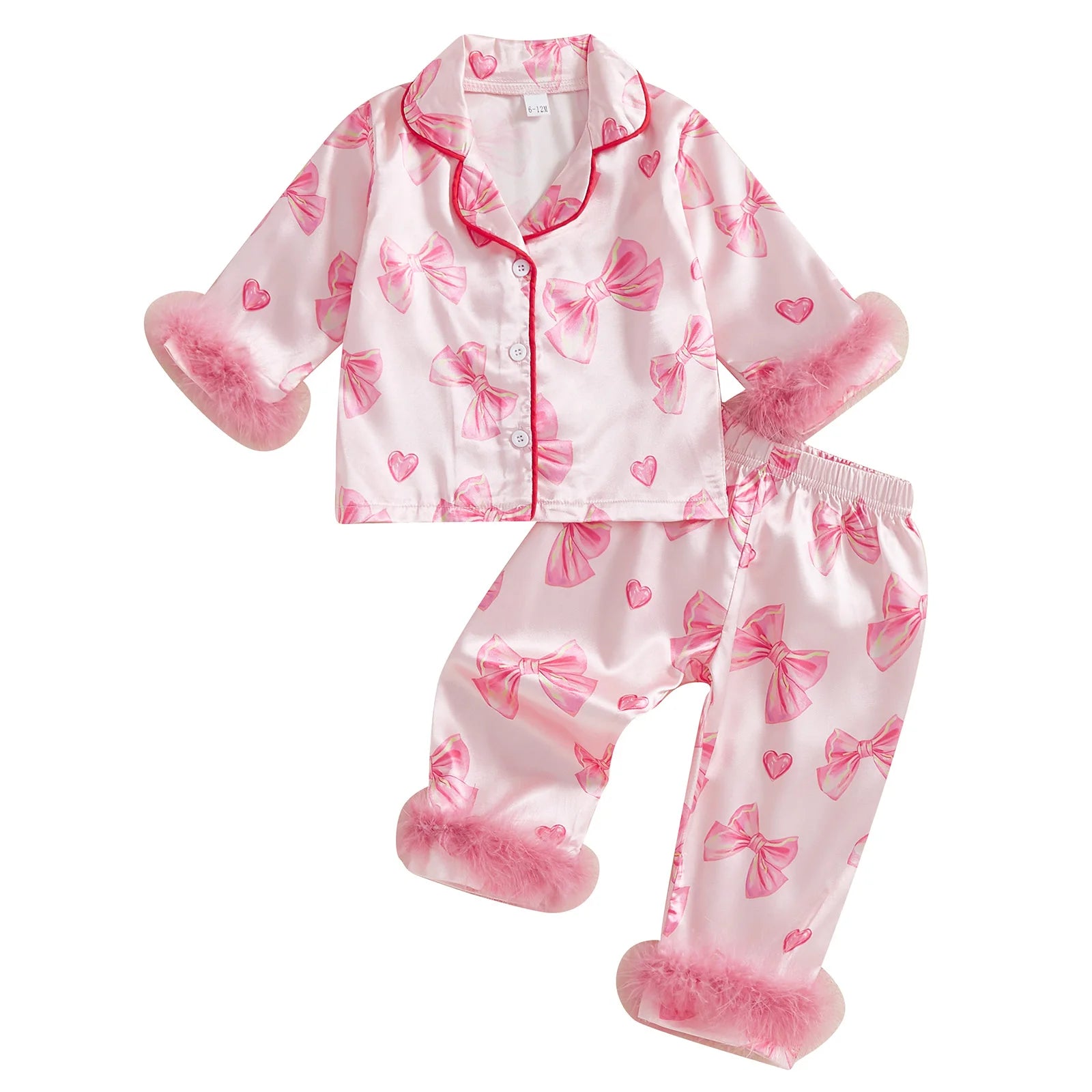 Satin Pajamas with Bow and Heart