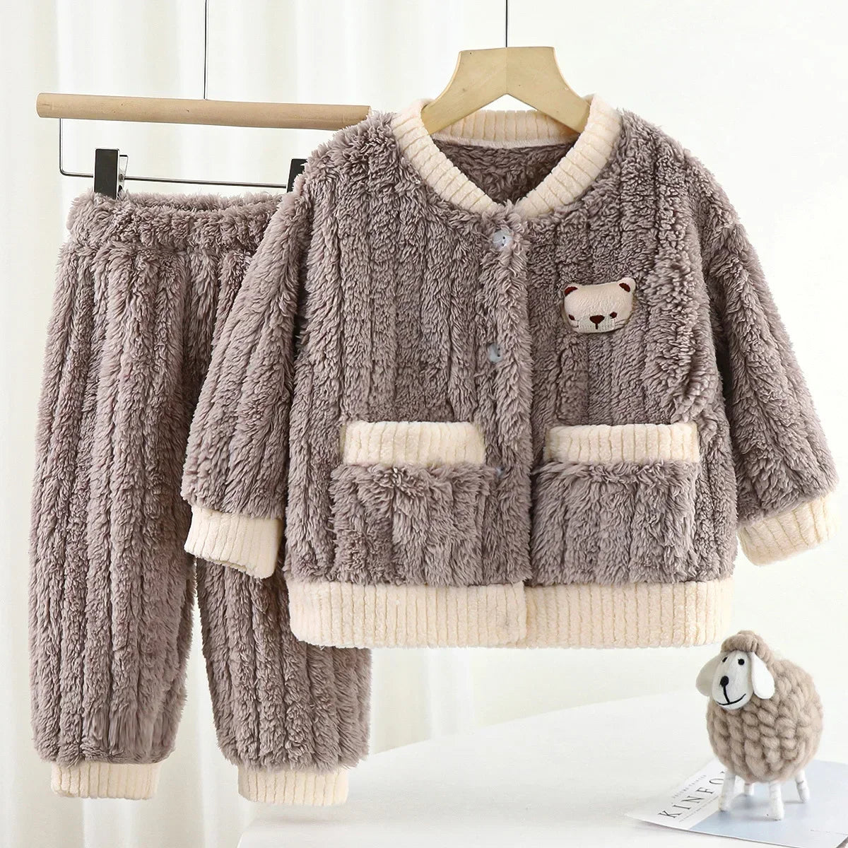 Cozy Bear Fleece Pajama Set for Kids