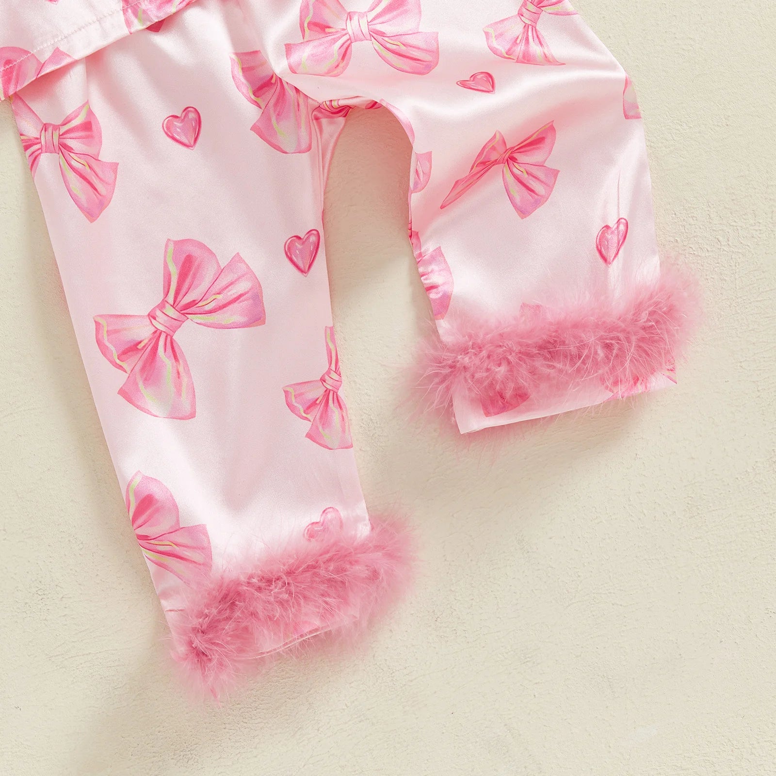 Satin Pajamas with Bow and Heart