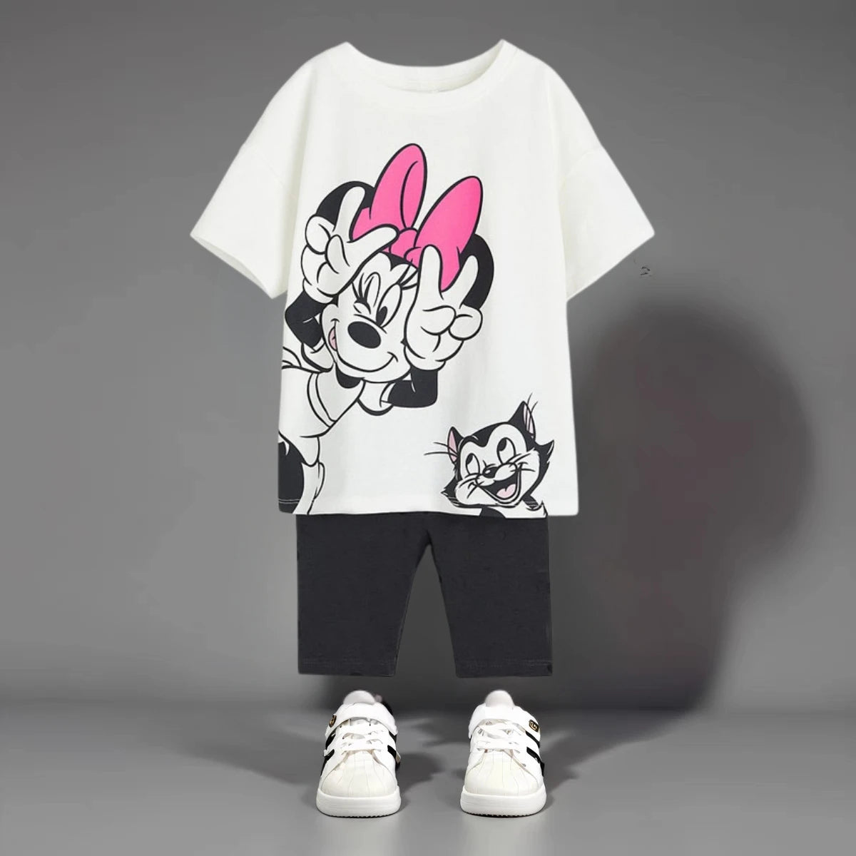 Playful Bow & Kitty Outfit for Girls