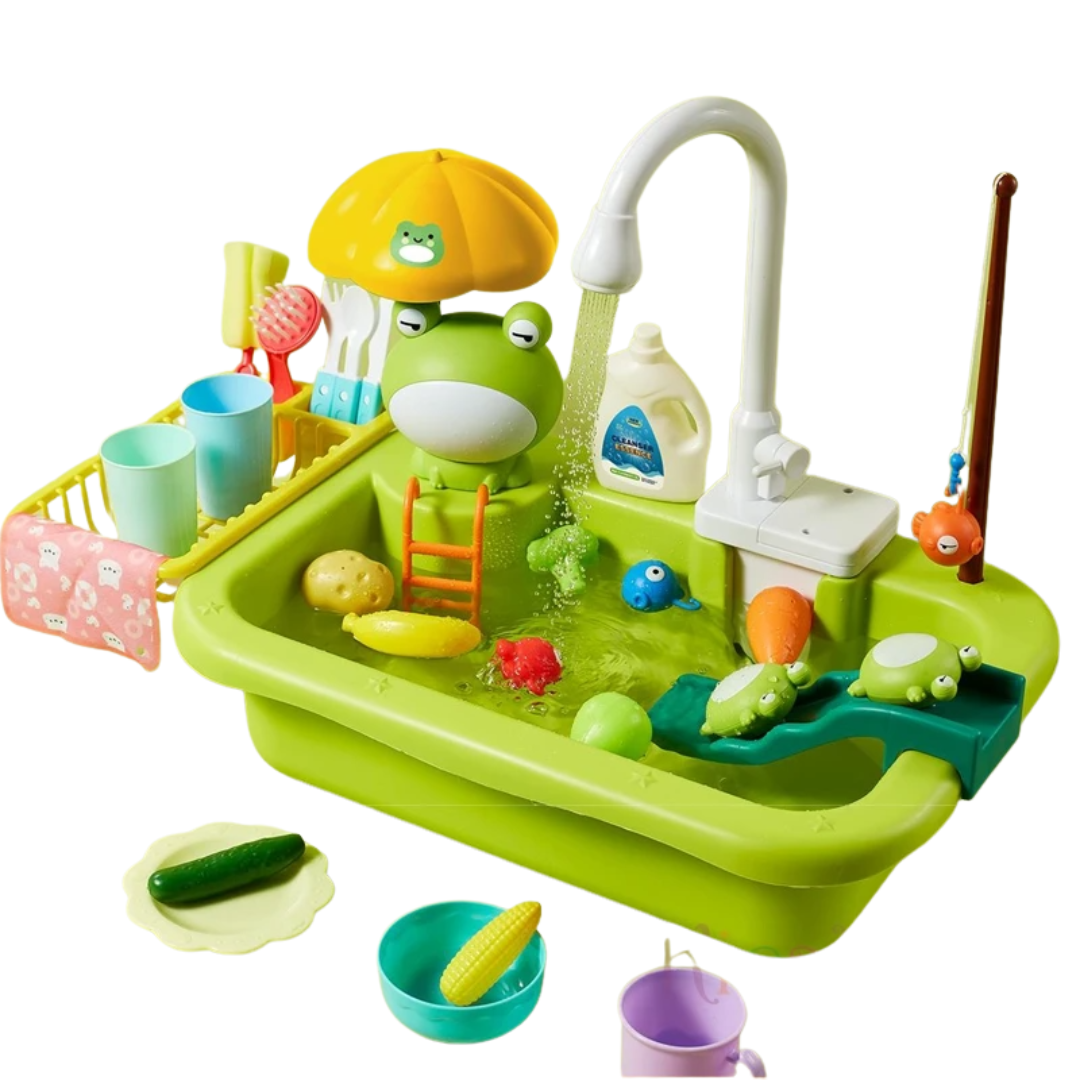 Water Play Sink with Faucet & Fishing Game