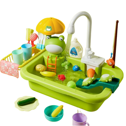 Water Play Sink with Faucet & Fishing Game