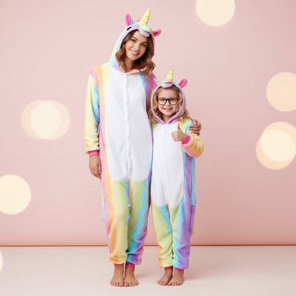 Rainbow Unicorn Kigurumi Pajamas for Mom and Child