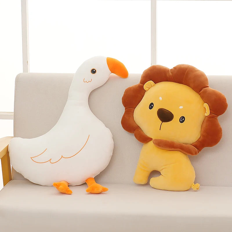 Cuddly Animal Pillow Collection – Lion, Crab, Whale & Goose