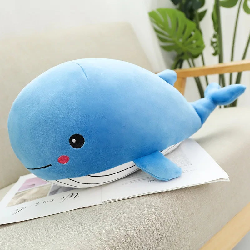 Whale Plush Cushion – Blue & Pink