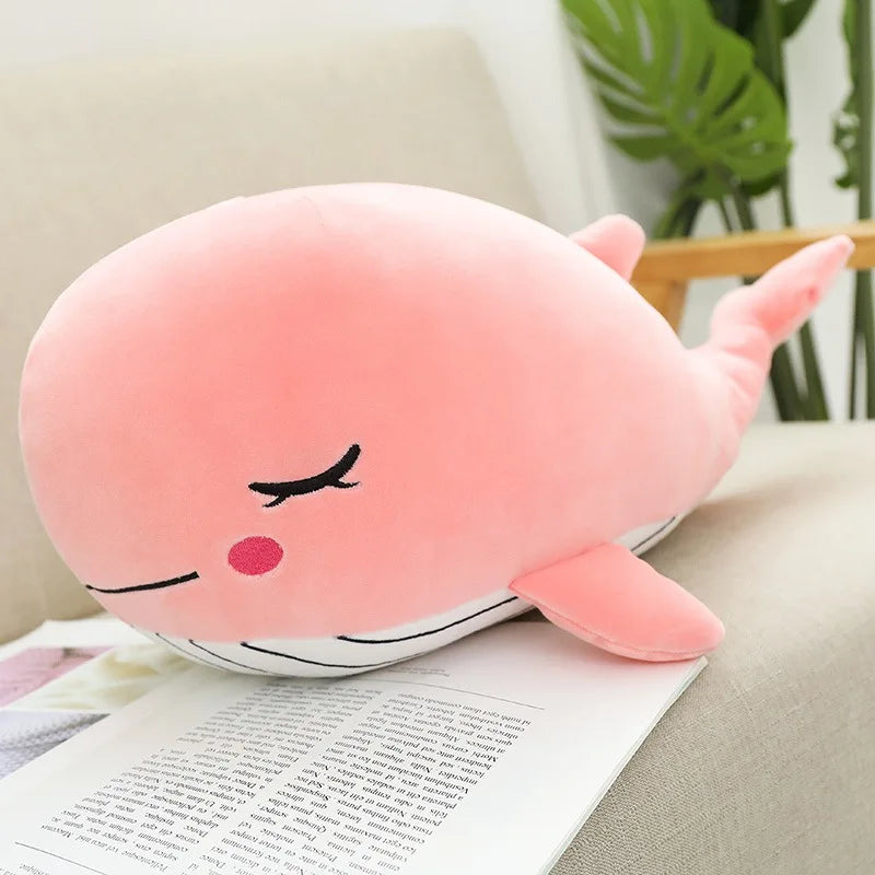 Whale Plush Cushion – Blue & Pink