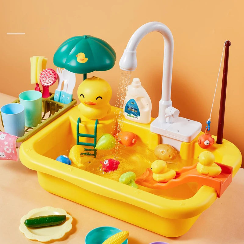 Water Play Sink with Faucet & Fishing Game