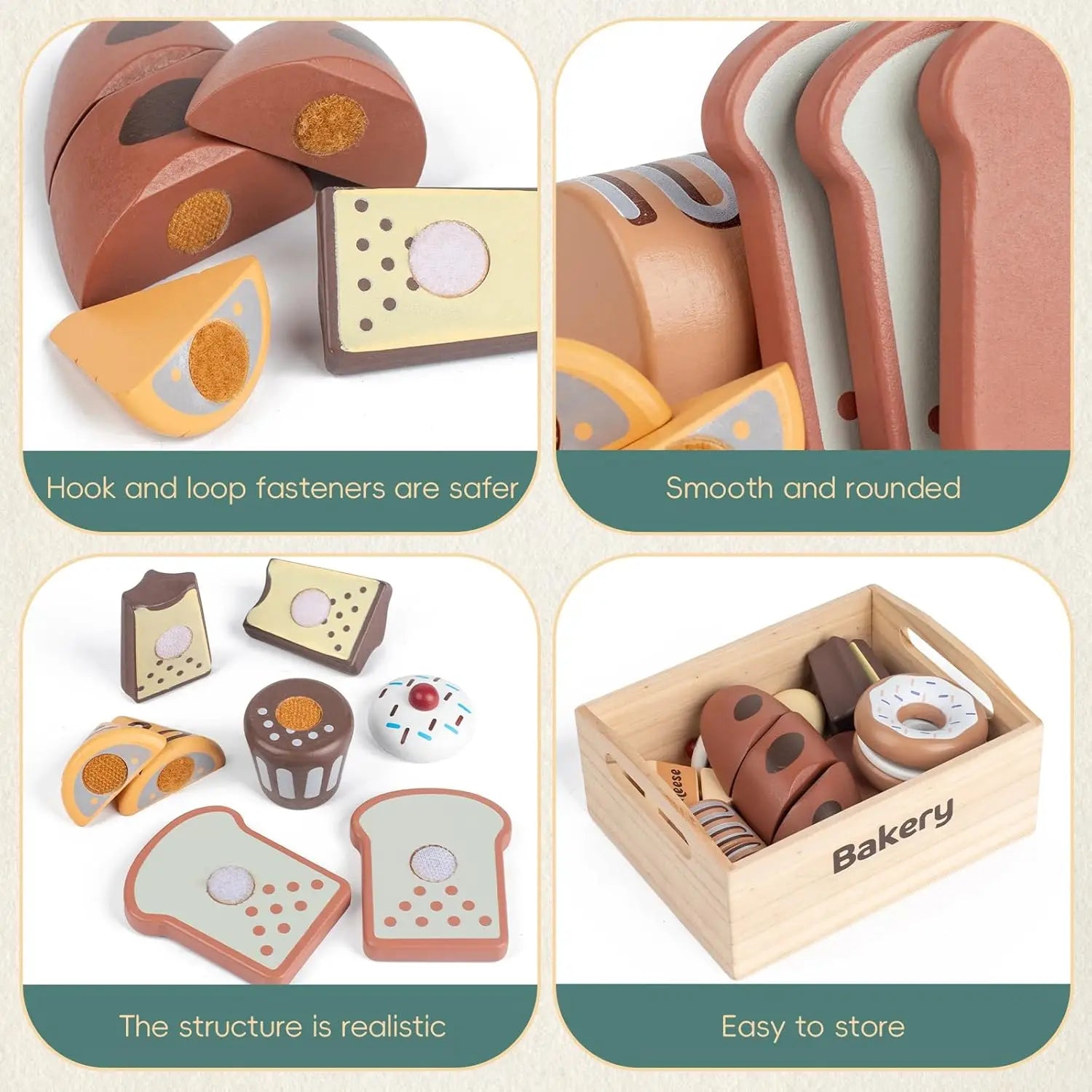 Wooden Kitchen Playset – Fruits, Vegetables, Bakery & Cooking Tools