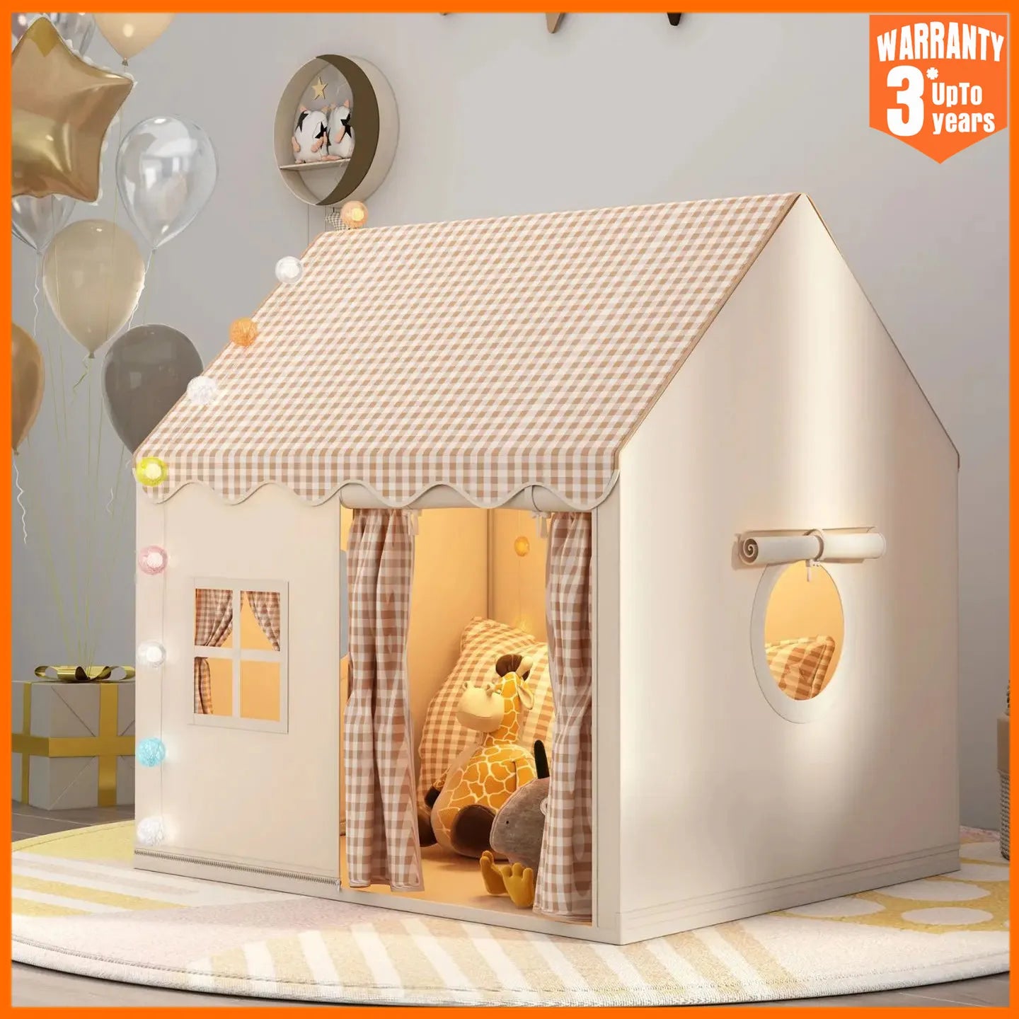 Kids Foldable Playhouse Tent – Pretend Play Cottage