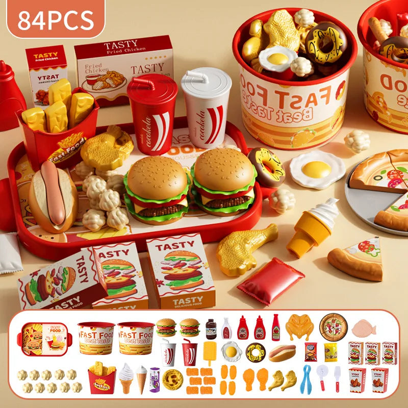 Kids Play Food Set – Pretend Fast Food Cooking Toy Kit