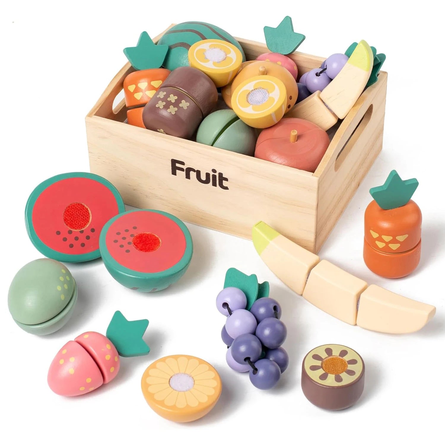 Wooden Kitchen Playset – Fruits, Vegetables, Bakery & Cooking Tools
