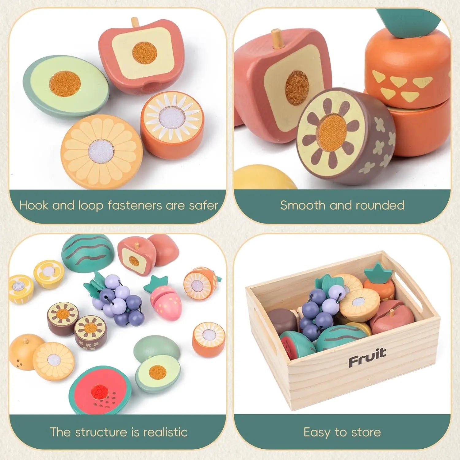 Wooden Kitchen Playset – Fruits, Vegetables, Bakery & Cooking Tools