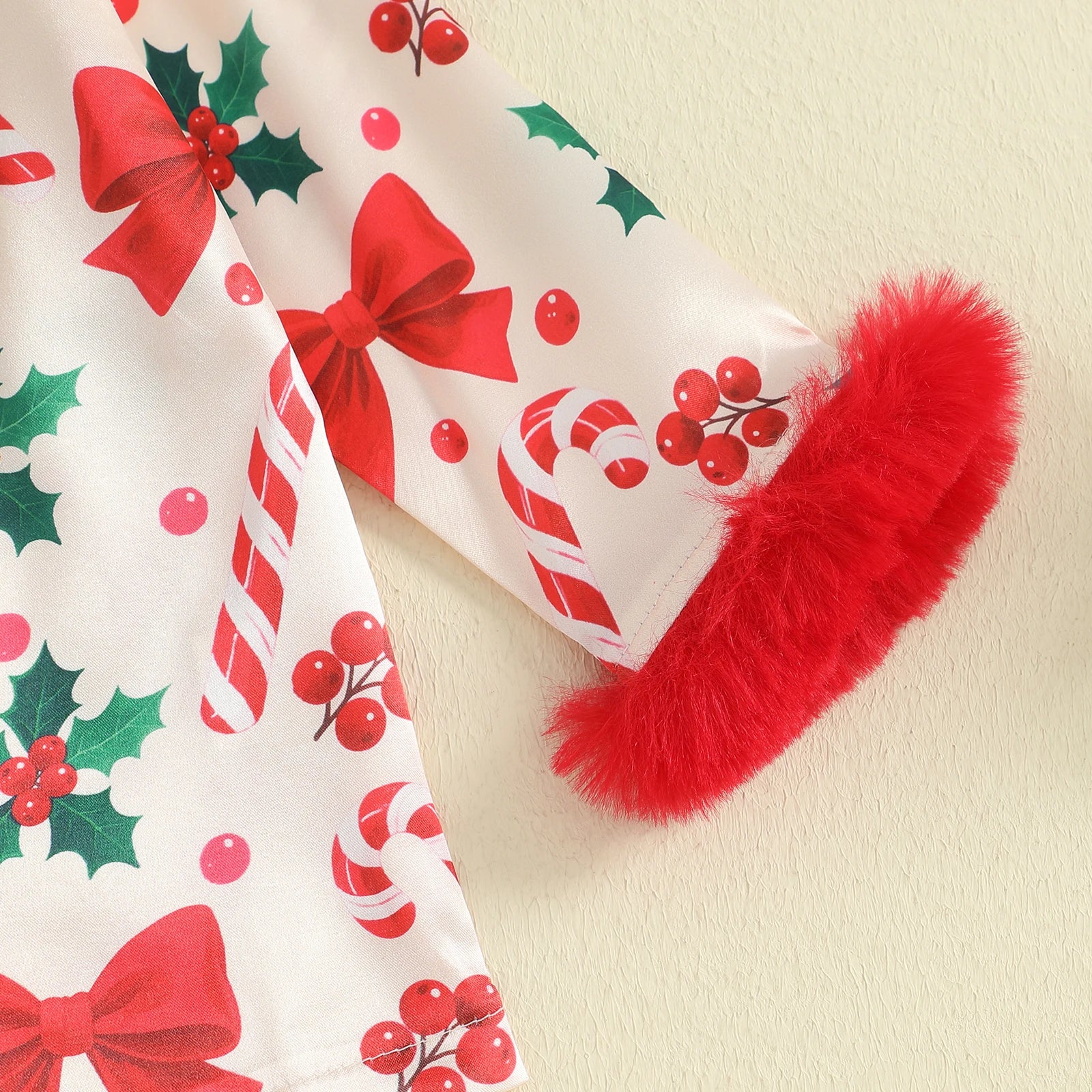 Christmas Magic Pajamas with Candy Cane & Holly Details