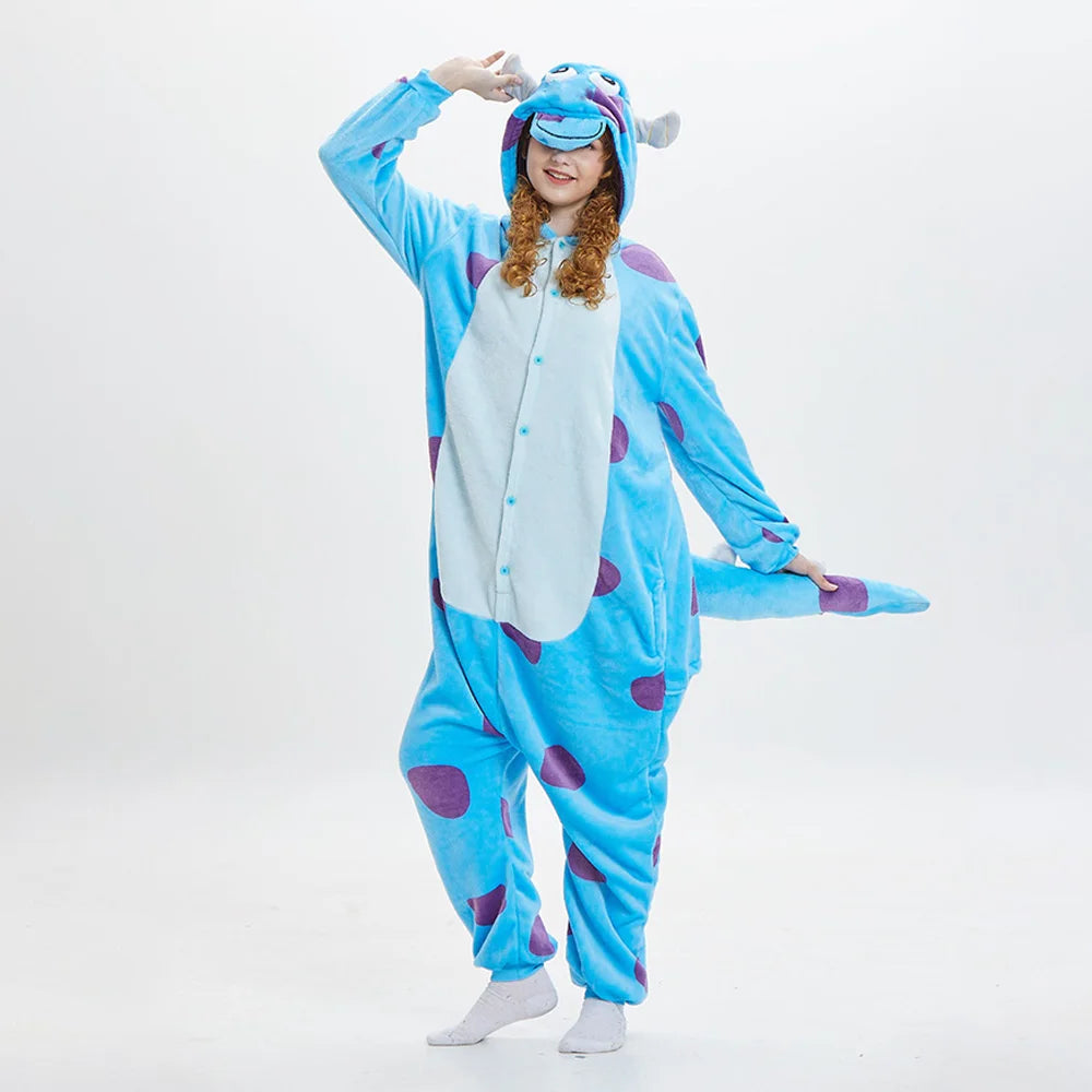 Blue Monster Kigurumi Pajamas for Mom and Child