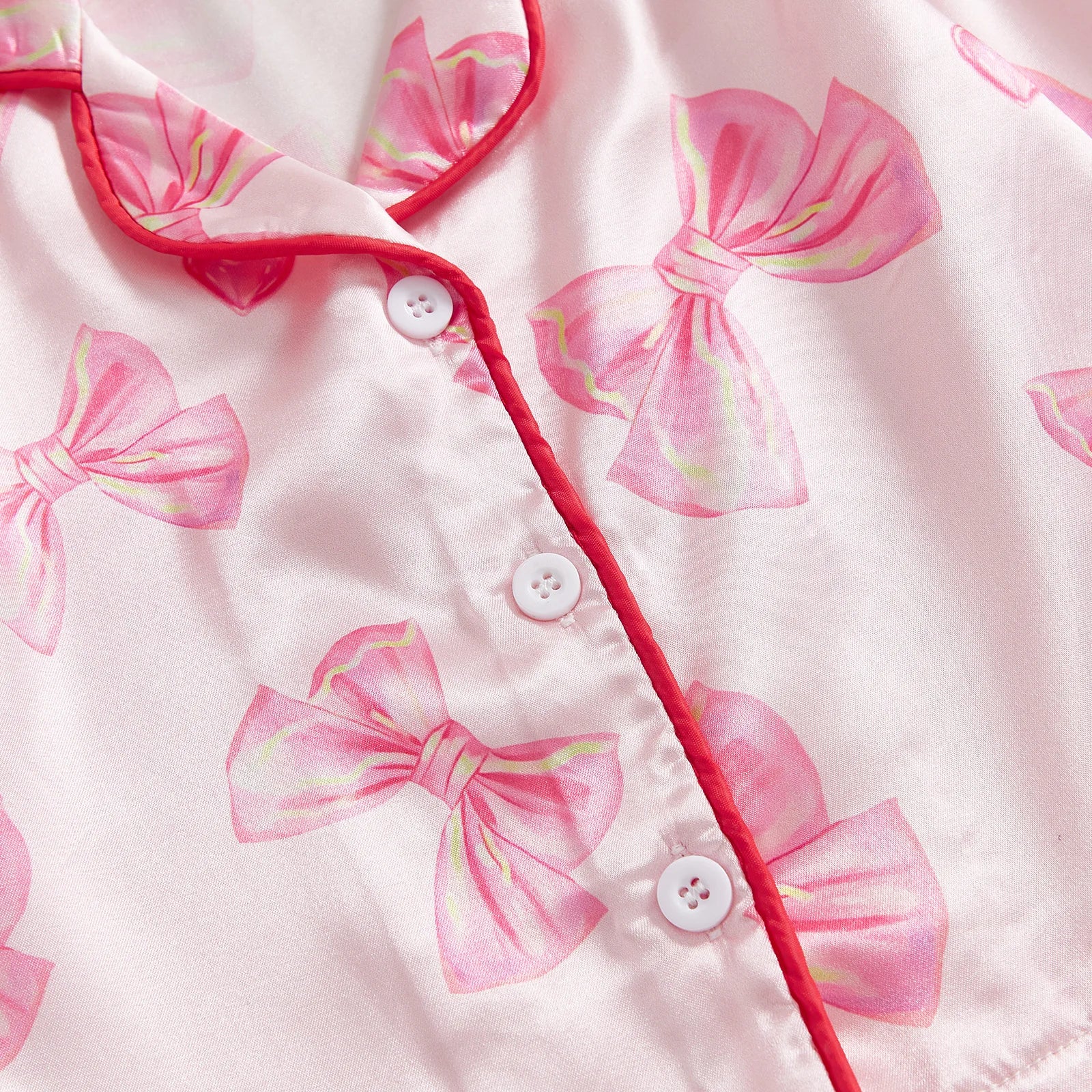 Satin Pajamas with Bow and Heart