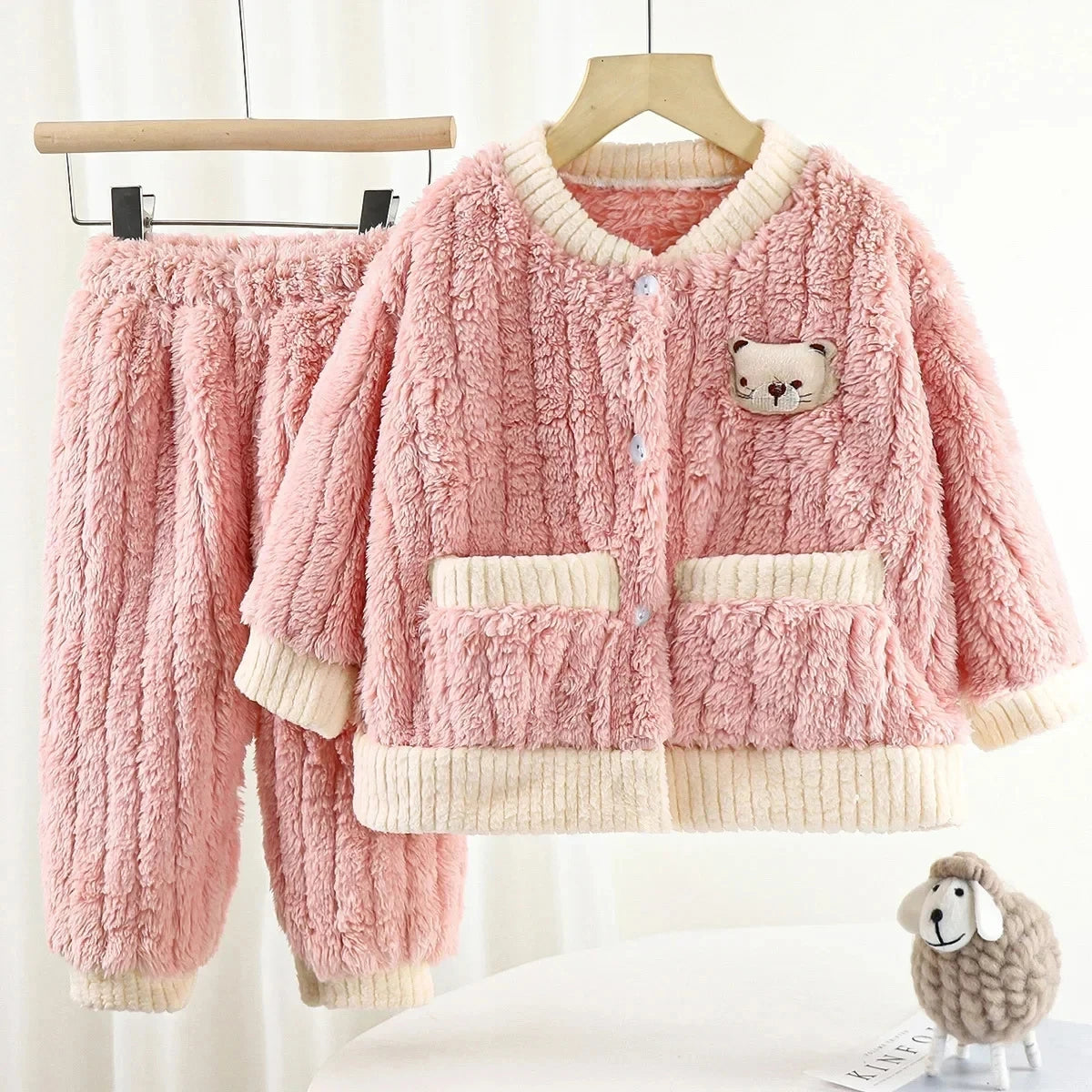 Cozy Bear Fleece Pajama Set for Kids