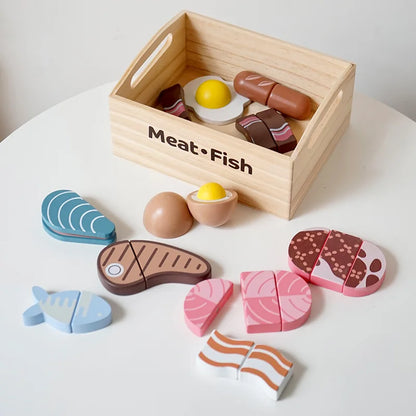 Wooden Kitchen Playset – Fruits, Vegetables, Bakery & Cooking Tools