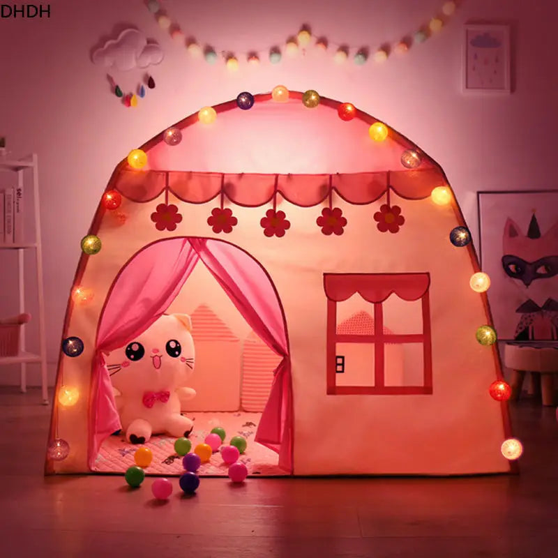 Kids Playhouse Tent with Windows and Curtains