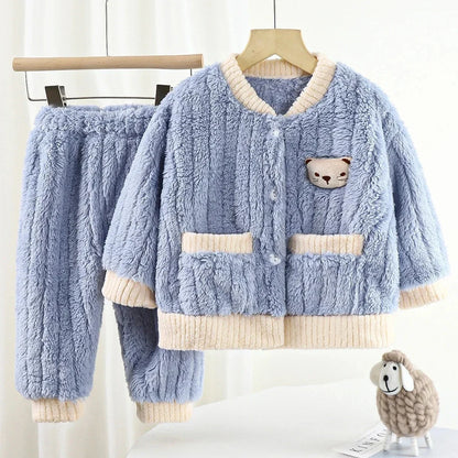 Cozy Bear Fleece Pajama Set for Kids