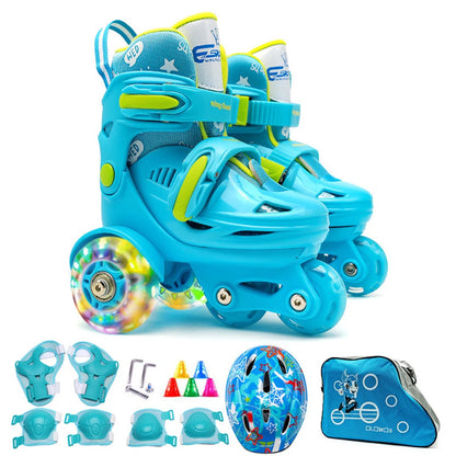 Kids 2-in-1 Roller Skates with LED Lights & Safety Gear