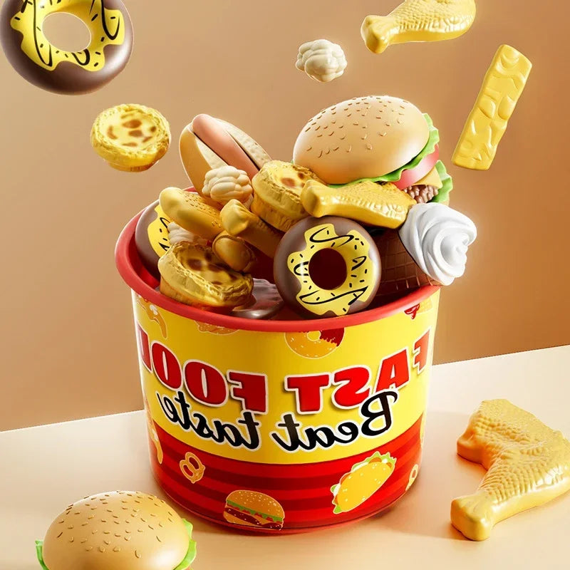 Kids Play Food Set – Pretend Fast Food Cooking Toy Kit
