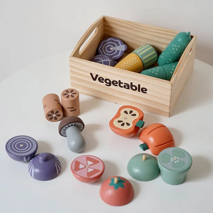 Wooden Kitchen Playset – Fruits, Vegetables, Bakery & Cooking Tools