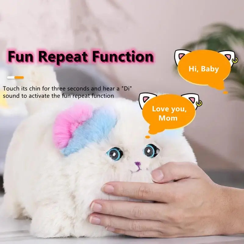 Fluffy Talking Hug Cat Plush – Interactive Toy