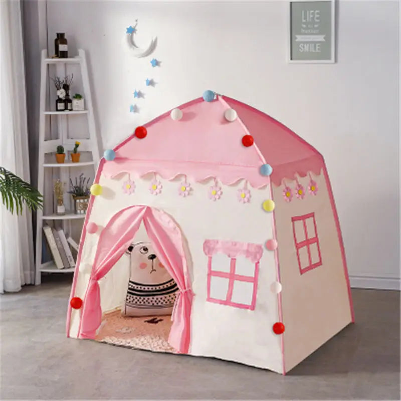 Kids Playhouse Tent with Windows and Curtains