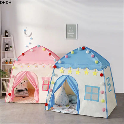 Kids Playhouse Tent with Windows and Curtains