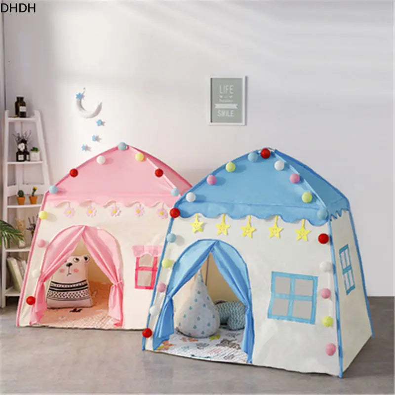 Kids Playhouse Tent with Windows and Curtains