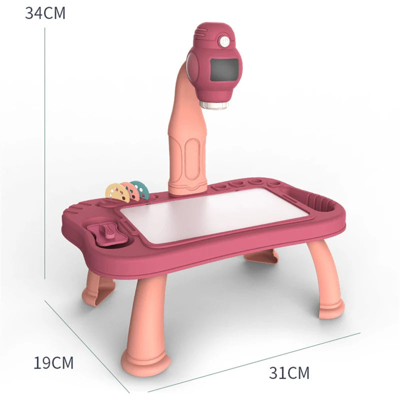 Kids Projector Drawing Table with 48 Patterns, 12 Markers & Sketchpad