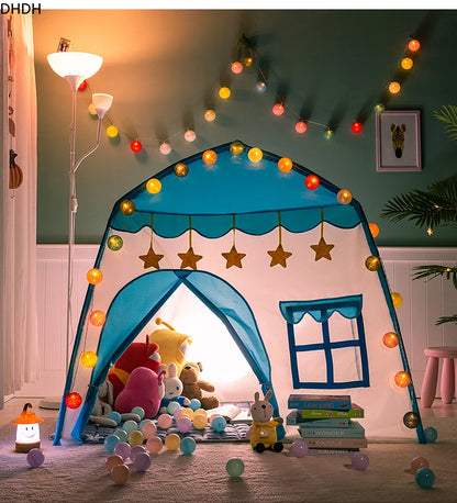 Kids Playhouse Tent with Windows and Curtains