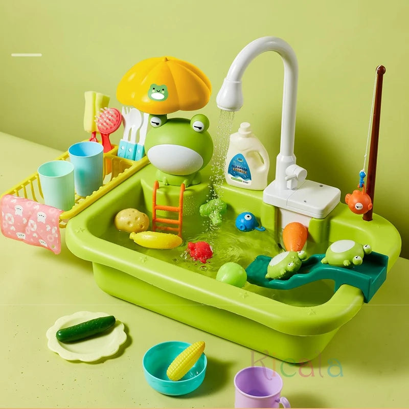 Water Play Sink with Faucet & Fishing Game