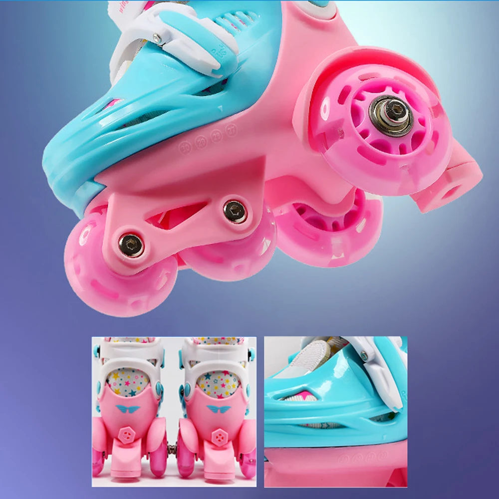 Kids 2-in-1 Roller Skates with LED Lights & Safety Gear