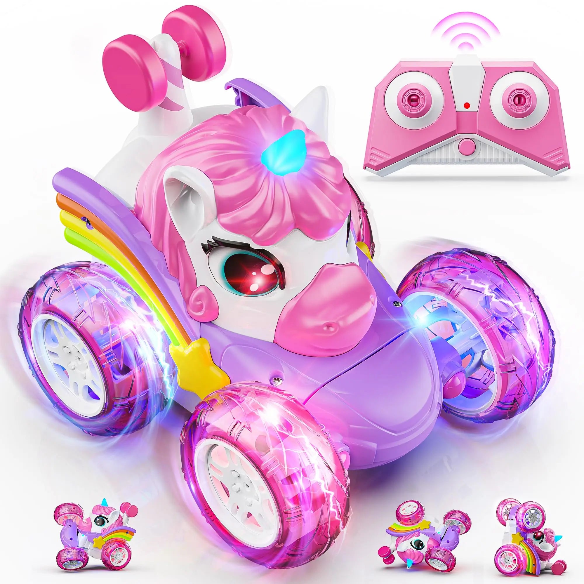 Light-Up Unicorn Remote Control Stunt Car