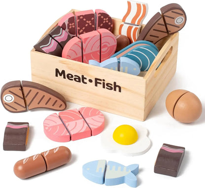 Wooden Kitchen Playset – Fruits, Vegetables, Bakery & Cooking Tools