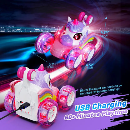Light-Up Unicorn Remote Control Stunt Car