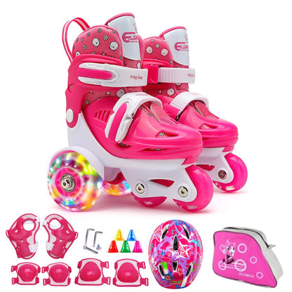Kids 2-in-1 Roller Skates with LED Lights & Safety Gear
