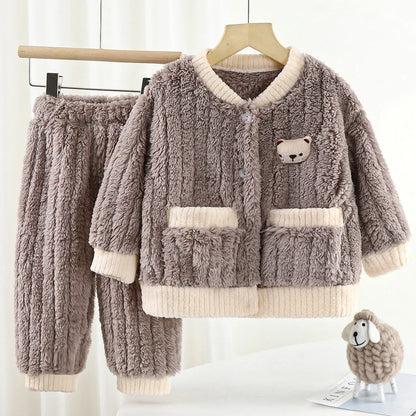 Cozy Bear Fleece Pajama Set for Kids